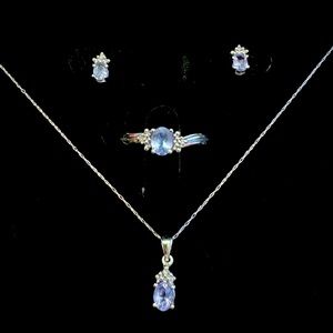 Tanzanite Jewelry White Gold Set